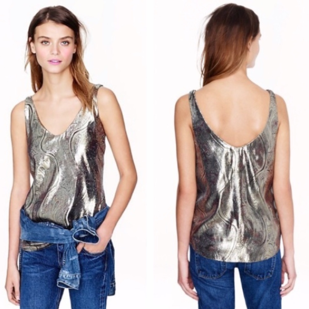 J. Crew Cate cami in gilded paisley lamé Size 0